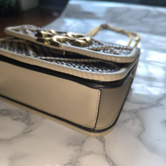 TORY BURCH Small Eleanor Diamond Woven Braided Leather Shoulder Bag - Picture 16 of 17